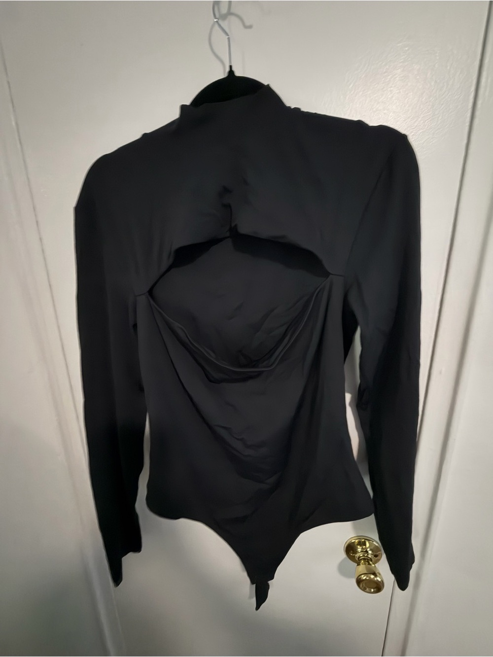 Babaton Black Long-Sleeve Cutout Back Bodysuit